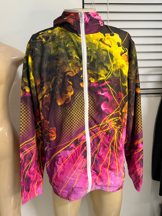 Inspire Other - Men’s Lightweight Multicolor Windbreaker Jacket Abstract Design with Hood size M
